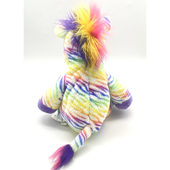 Build A Bear BABW Colorful Rainbow Striped Zebra Plush Stuffed Animal Toy 18" - Picture 6 of 11
